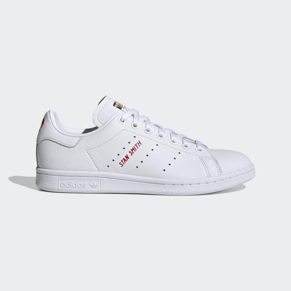 Adidas Women's Stan Smith Originals Shoes White/Deep Red/Gold Metal Ireland FV8260